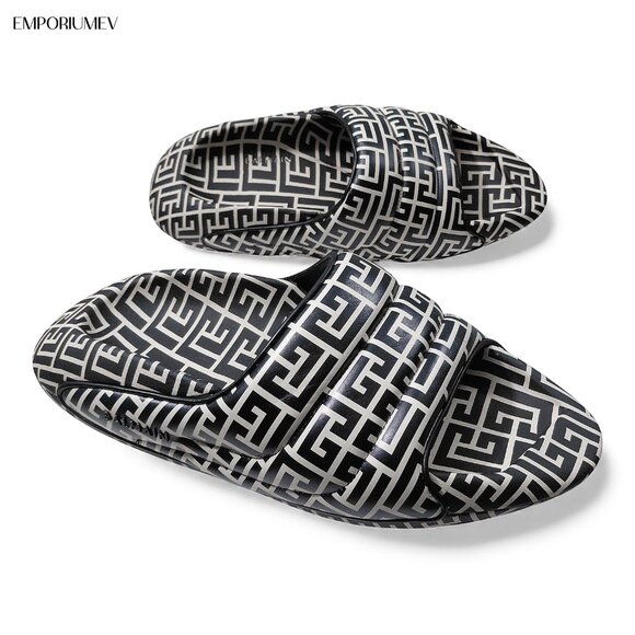 Balmain B IT Original Leather Quilted Monogram Men Slides -Size US 11- main image 7